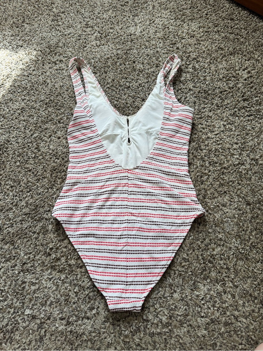 aerie White brown & red Striped One-Piece Swimsuit - Picture 2 of 3